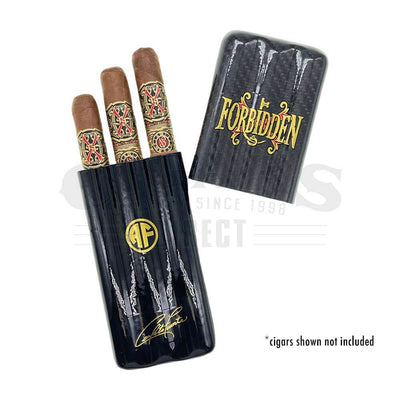 Arturo Fuente Forbidden X Carbon Fiber Cigar Case Black with Cigars Inside