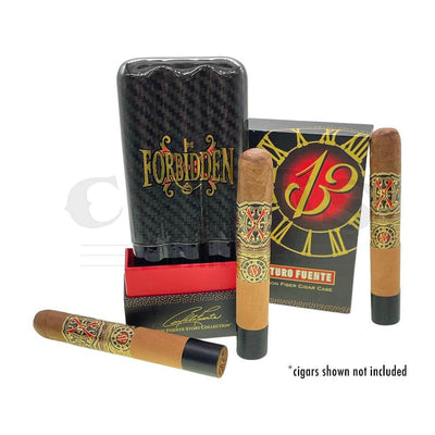 Arturo Fuente Forbidden X Carbon Fiber Cigar Case Black with Cigars Outside