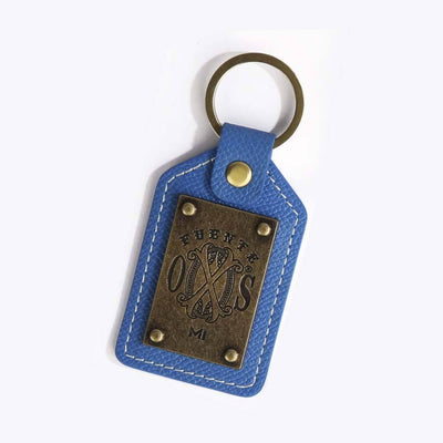 The OpusX Society Blue Leather Keychain
