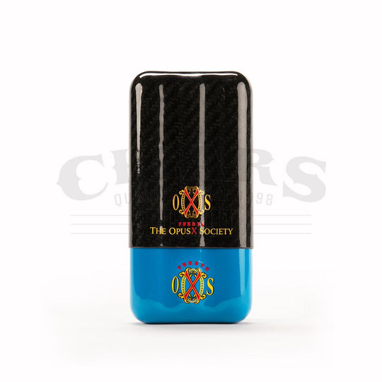 The OpusX Society Carbon Fiber Cigar Case Blue and Black