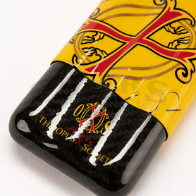 Arturo Fuente The Opusx Society Carbon Fiber Cigar Case Yellow Black Bottom