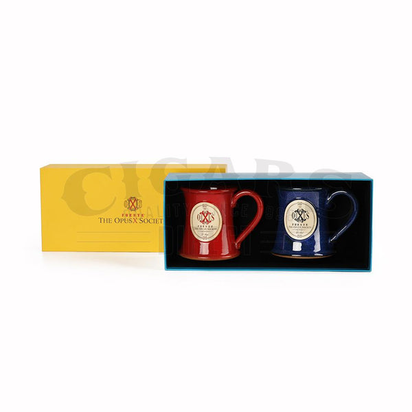 Arturo Fuente The OpusX Society Coffee Mug Set El Rojo y Azul in Box