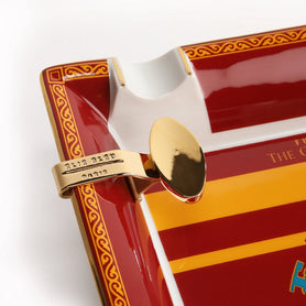 The OpusX Society Elie Bleu Limoges Porcelain El Rojo Ashtray with 2 Gold Bridges Brand
