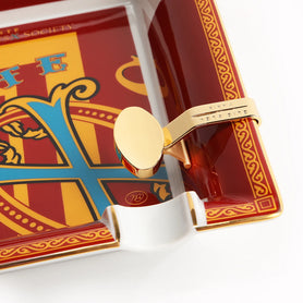 The OpusX Society Elie Bleu Limoges Porcelain El Rojo Ashtray with 2 Gold Bridges Cigar Holder