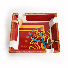 The OpusX Society Elie Bleu Limoges Porcelain El Rojo Ashtray with 2 Gold Bridges Front View