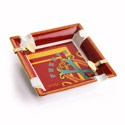 The OpusX Society Elie Bleu Limoges Porcelain El Rojo Ashtray with 2 Gold Bridges