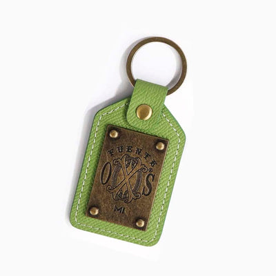 The OpusX Society Green Leather Keychain