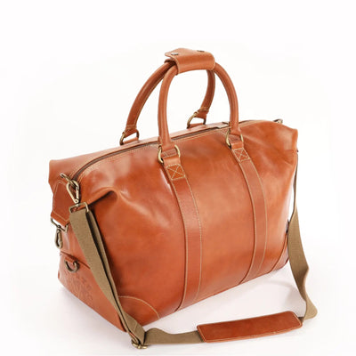 The OpusX Society Italian Leather Duffle Bag Camel Back