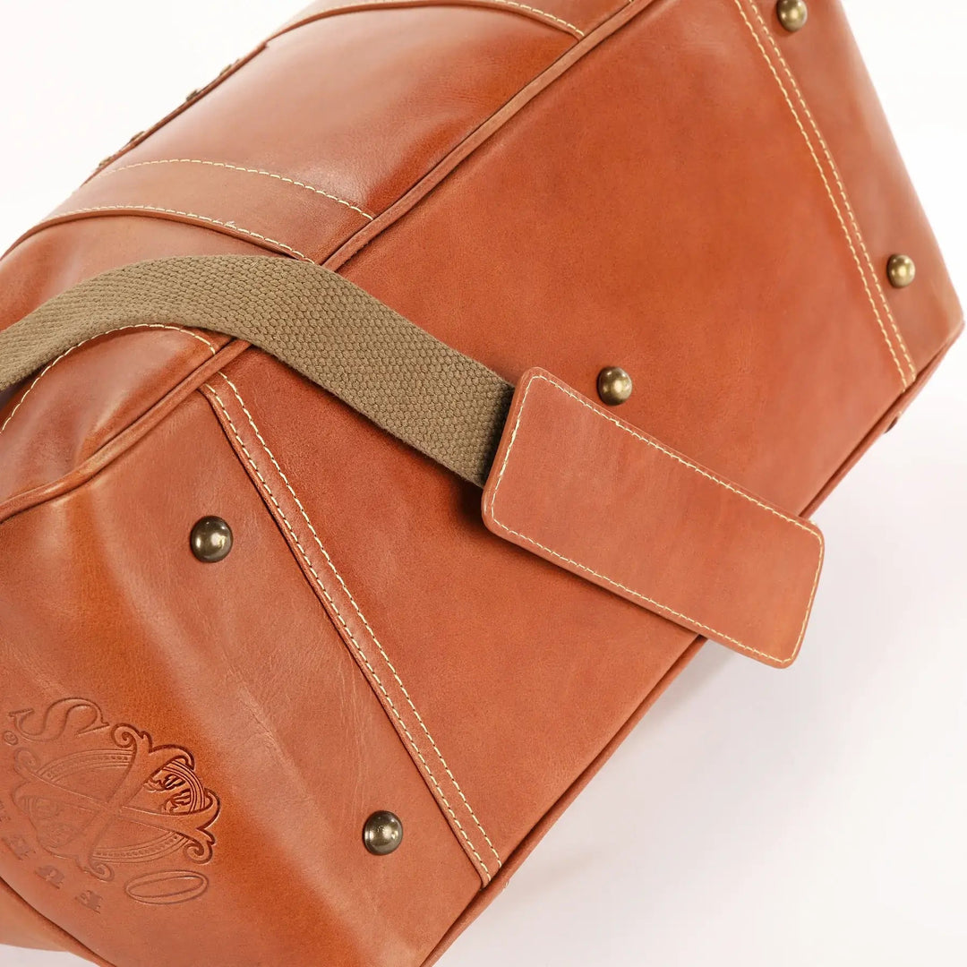Buy The OpusX Society Italian Leather Camel Duffle Bag Online and Save –  Cigars Direct