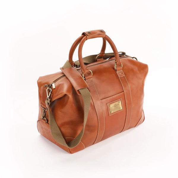 The OpusX Society Italian Leather Duffle Bag Camel Front