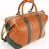 The OpusX Society Italian Leather Duffle Bag Camel and Green Back