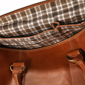 The OpusX Society Italian Leather Duffle Bag Camel Inside Pattern