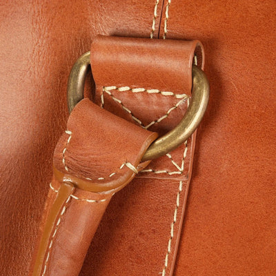 The OpusX Society Italian Leather Duffle Bag Camel Side Hook