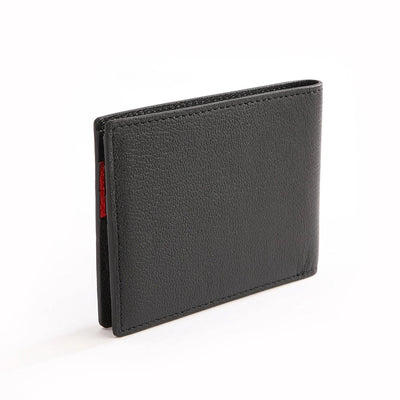 The OpusX Society Red and Black Bi-Fold Leather Wallet Back