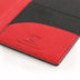 The OpusX Society Red and Black Passport Holder Inside Closeup