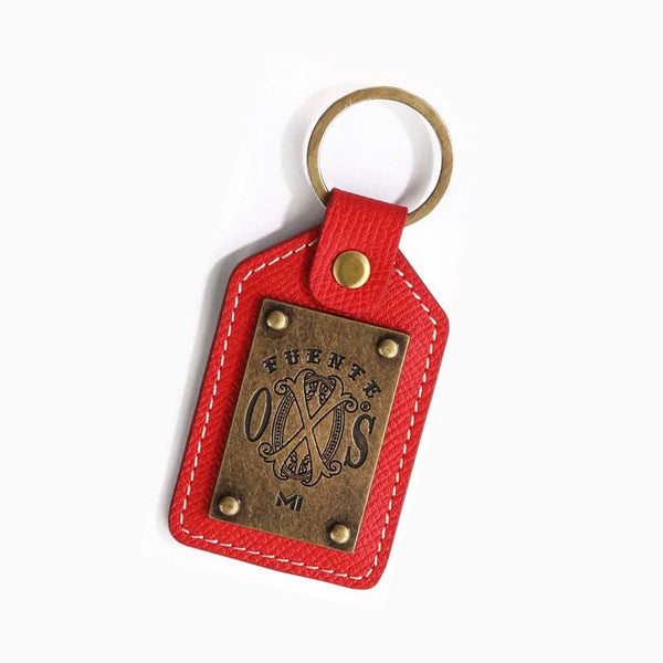 The OpusX Society Red Leather Keychain
