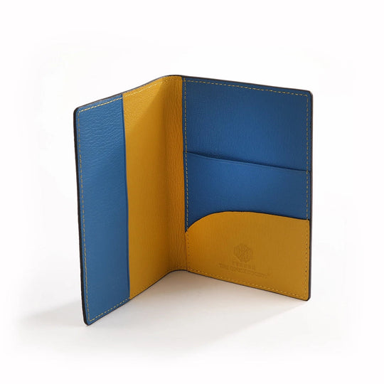 The OpusX Society Yellow and Blue Passport Holder