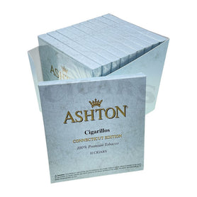 Ashton Small Cigars Cigarillos Connecticut - Blue Box with One Leaning