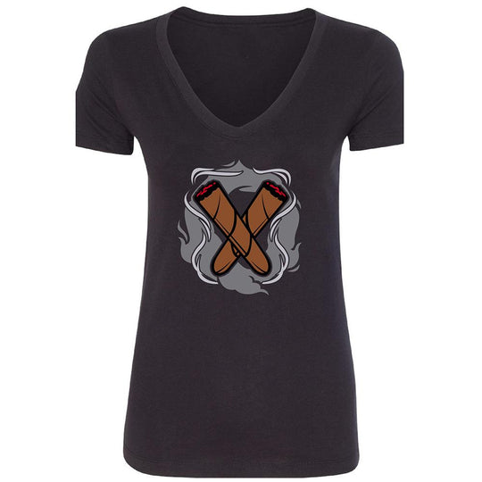 Black Cigar Pxrn Logo Women's V-Neck T-Shirt