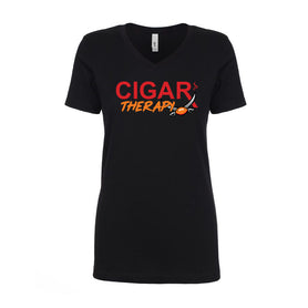 Black CIGARx Womens Football Edition with Swords V-Neck T-Shirt