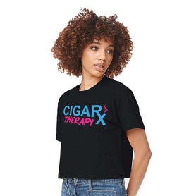 Black CIGARx Womens Miami Edition with Pink and Blue Crop Top T-Shirt Side view