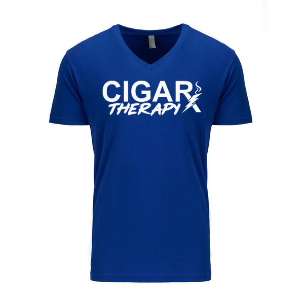Blue CIGARx Mens Hockey Edition with Bolt V-Neck T-Shirt