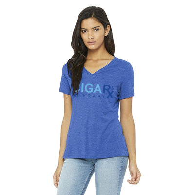 Blue CIGARx Women's V-Neck T-Shirt Model