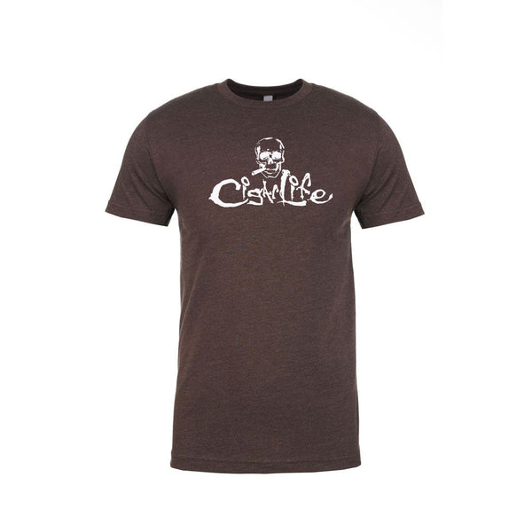 Brown with White Cigarlife Mens Crew Neck T-Shirt