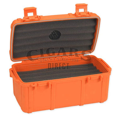 Cigar Caddy 15 Count Orange Waterproof Travel Humidor Open