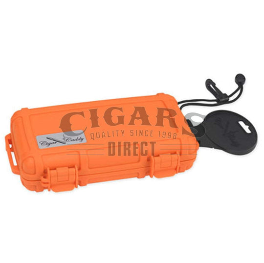 Cigar Caddy 5 Count Orange Waterproof Travel Humidor