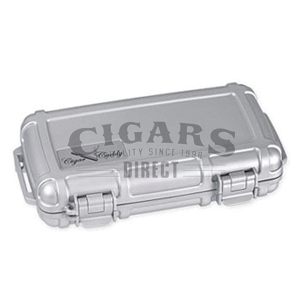 Cigar Caddy 5 Count Silver Waterproof Travel Humidor Closed