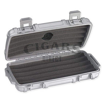 Cigar Caddy 5 Count Silver Waterproof Travel Humidor Open