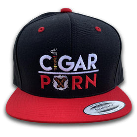 Cigar Pxrn Classic Logo SnapBack Hat Black and Red