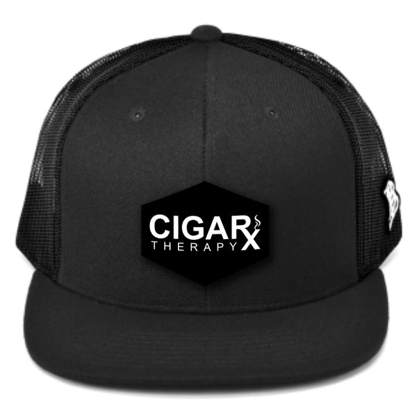 CIGARX Black Flat Trucker Snapback with Black Classic Rogue Patch
