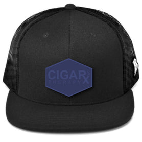 CIGARx Black Flat Trucker Snapback with Blue Rogue Patch