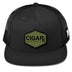 CIGARx Black Flat Trucker Snapback with Green Rogue Patch