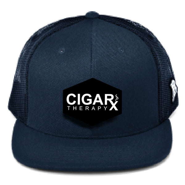 CIGARX Blue Flat Trucker Snapback with Black Classic Rogue Patch