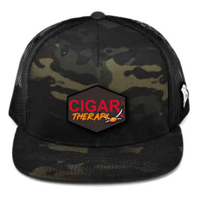 CIGARX Camo Flat Trucker Snapback with Swords and Football on Pewter Rogue Patch Football Edition