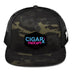 CIGARX Camo Flat Trucker Snapback with Blue and Pink on Black Rogue Patch Miami Edition