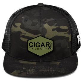 CIGARx Camo Flat Trucker Snapback with Green Rogue Patch