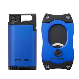Colibri Belmont Lighter + S-Cut Gift Set Blue/Black