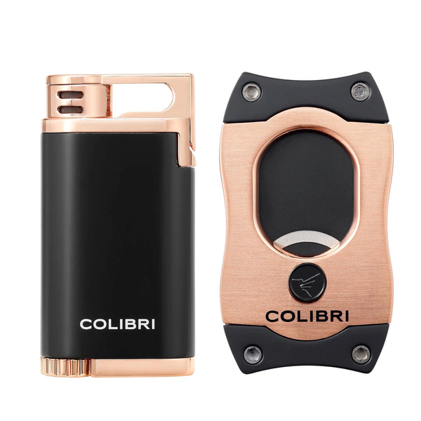 Colibri Belmont Lighter + S-Cut Gift Set Rose Gold/Black