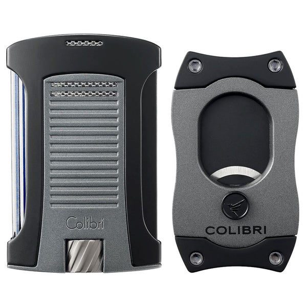 Colibri Daytona Lighter + S-Cut Gift Set Charcoal and Black