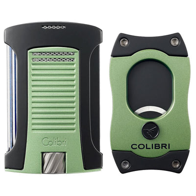 Colibri Daytona Lighter + S-Cut Gift Set Green and Black