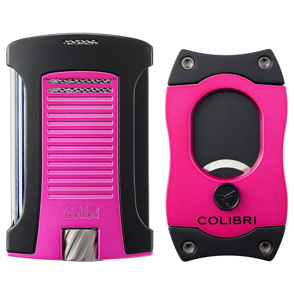 Colibri Daytona Lighter + S-Cut Gift Set Pink and Black