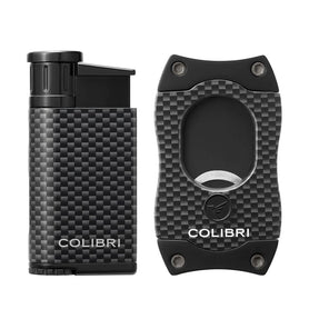 Colibri EVO Carbon Fiber Lighter + S-Cut Gift Set Black
