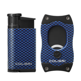 Colibri EVO Carbon Fiber Lighter + S-Cut Gift Set Blue