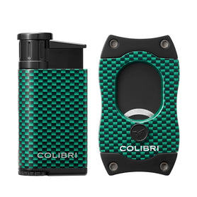 Colibri EVO Carbon Fiber Lighter + S-Cut Gift Set Green