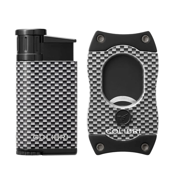 Colibri EVO Carbon Fiber Lighter + S-Cut Gift Set White