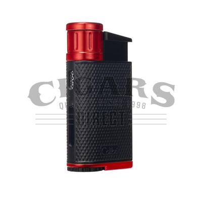 Colibri EVO Single Jet Flame Lighter Black and Red Angled View